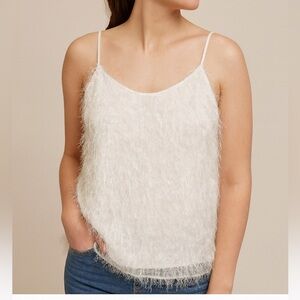 J Crew White Fluffy Tank Top Size 10